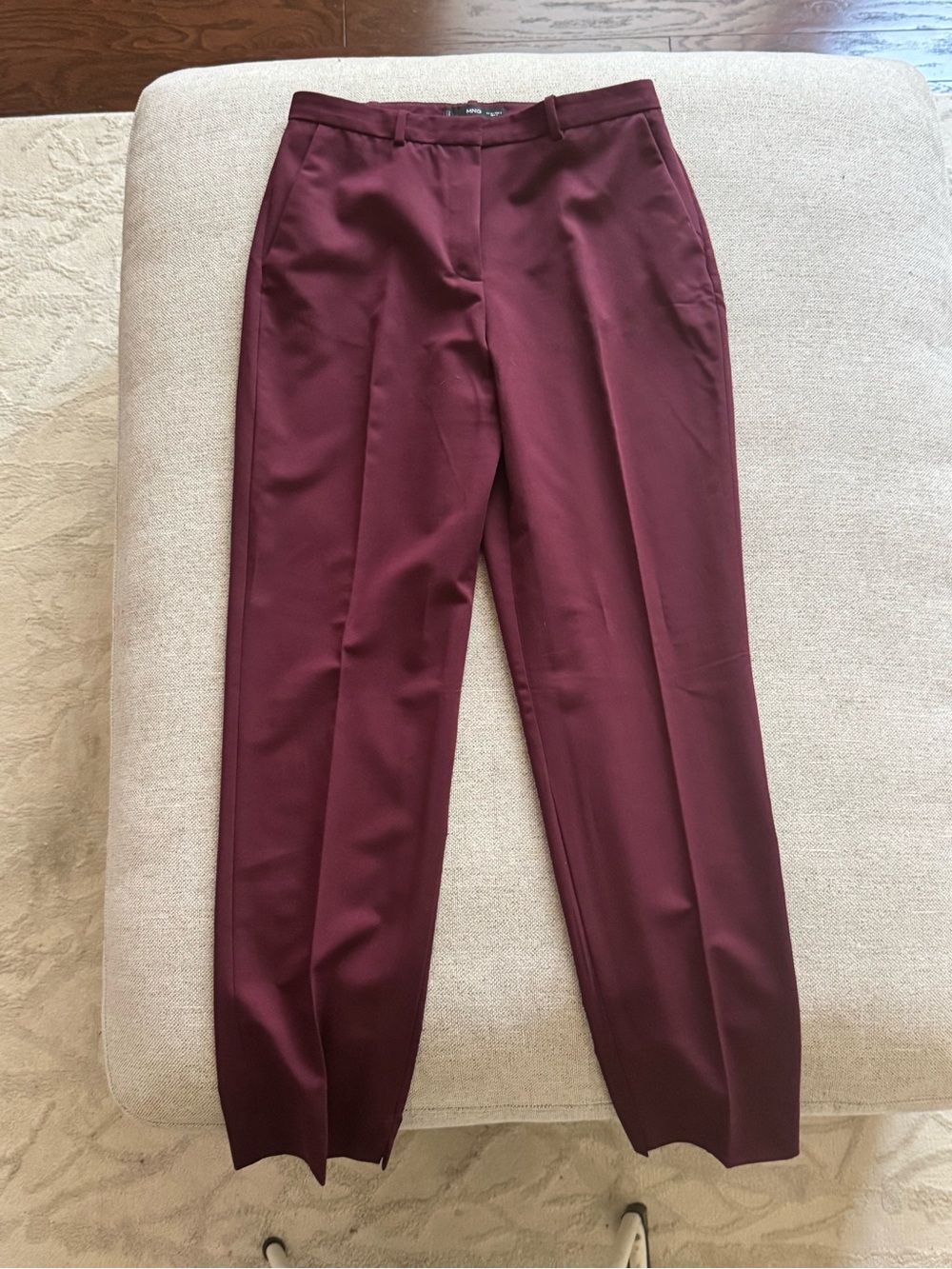 Mango Tailored Burgundy Straight-Leg Trousers